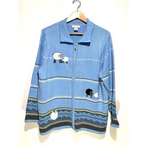 Allison Daley sweater cardigan novelty print black sheep grandma core women 2X